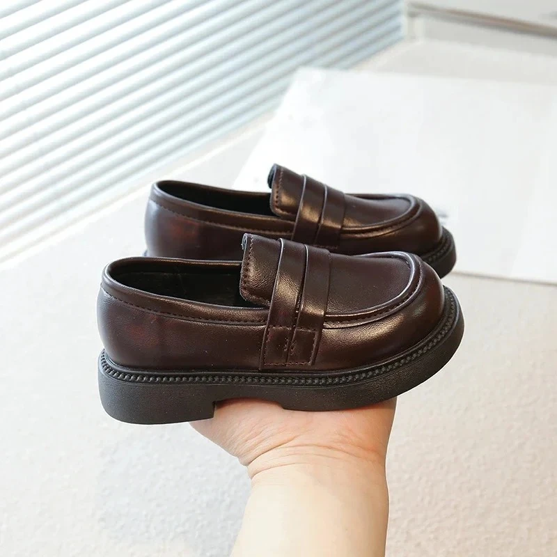 Leather Kids School Loafers Girls Casual Shoes