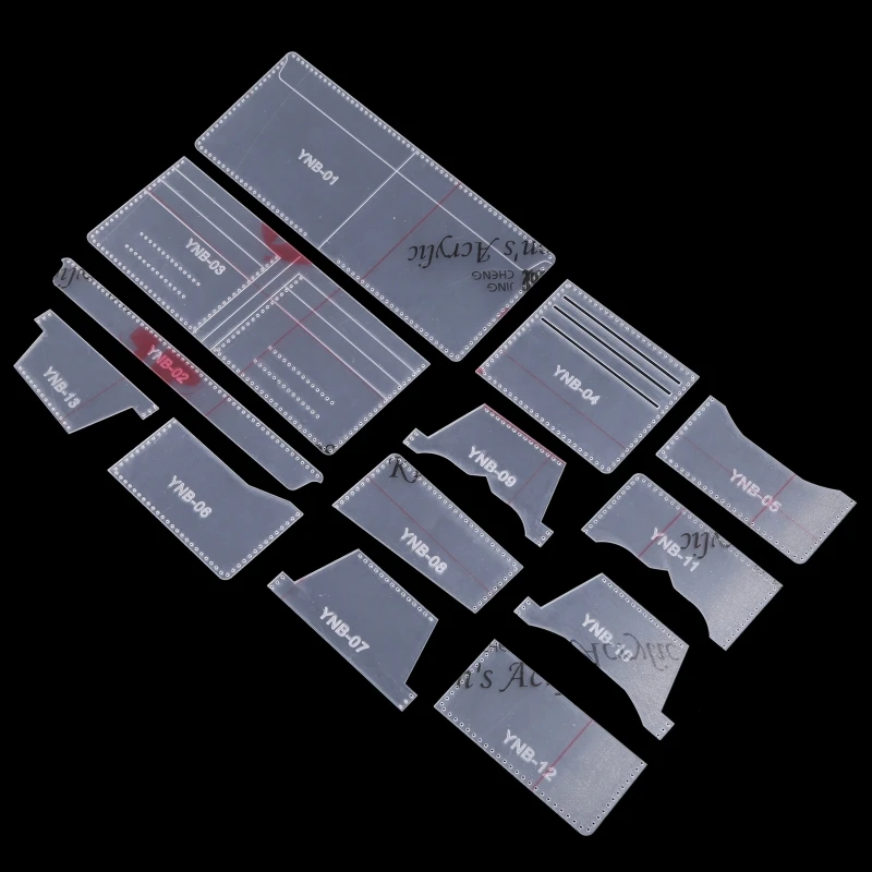 Short Wallet Leather Crafting Stencil Bulk Set of 13Pcs Well Cutting Practical Stencil Templates for Craft Wallet DIY