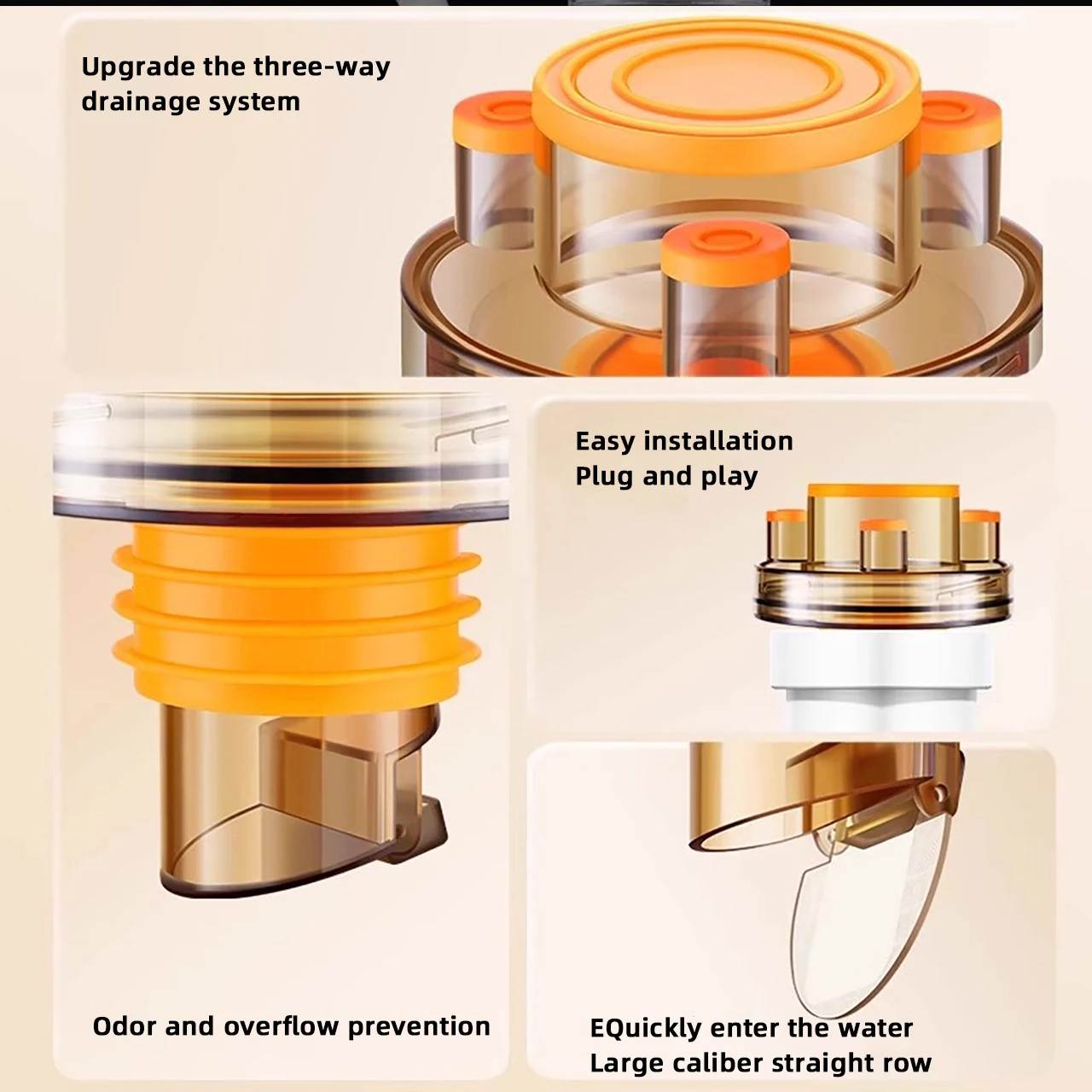 Kitchen Sink Drainage Pipe Connector Washing Machine Drain Plug Sewer Three-way Anti Odor Joint for Dishwasher