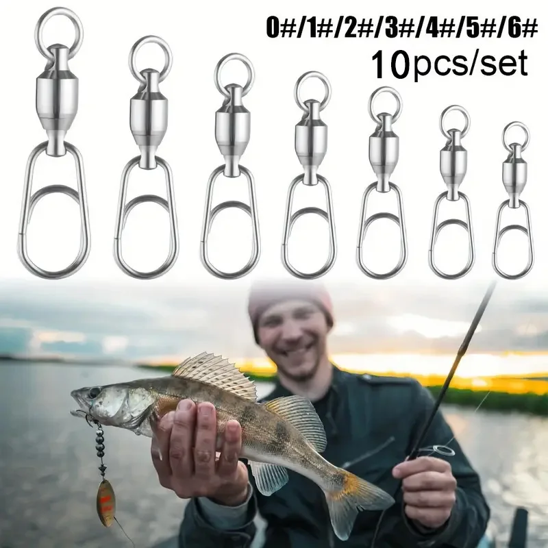 Bearing-Swivel-With-Quick-Snap-Fast-Clip-Stainless-Steel-Clips-Fishing ...