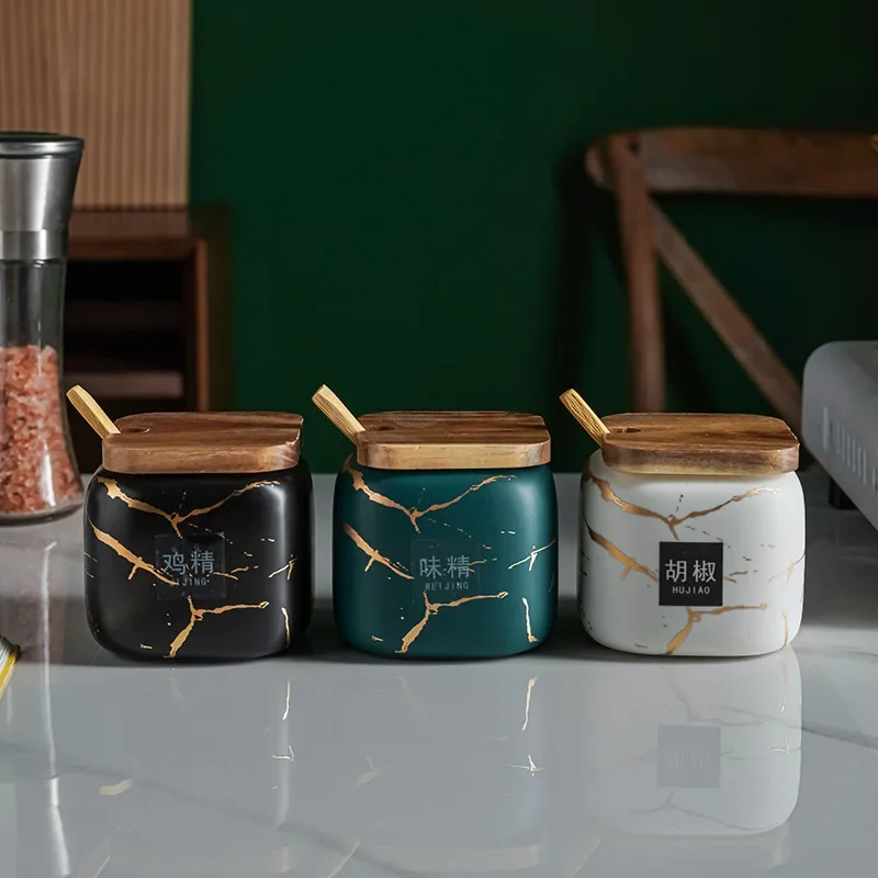 Wayfair Ceramic Spice Box Marble Ceramic Spice Jars Set 3-Piece