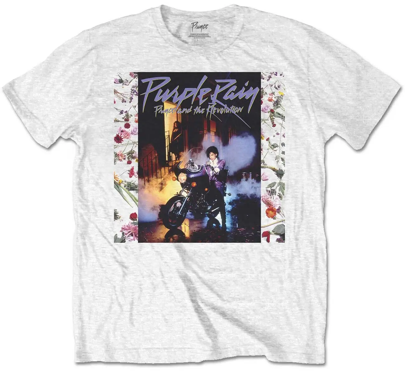 T-Shirt Prince 'Purple Rain Album' (Bianca)-Nuova E Ufficiale
