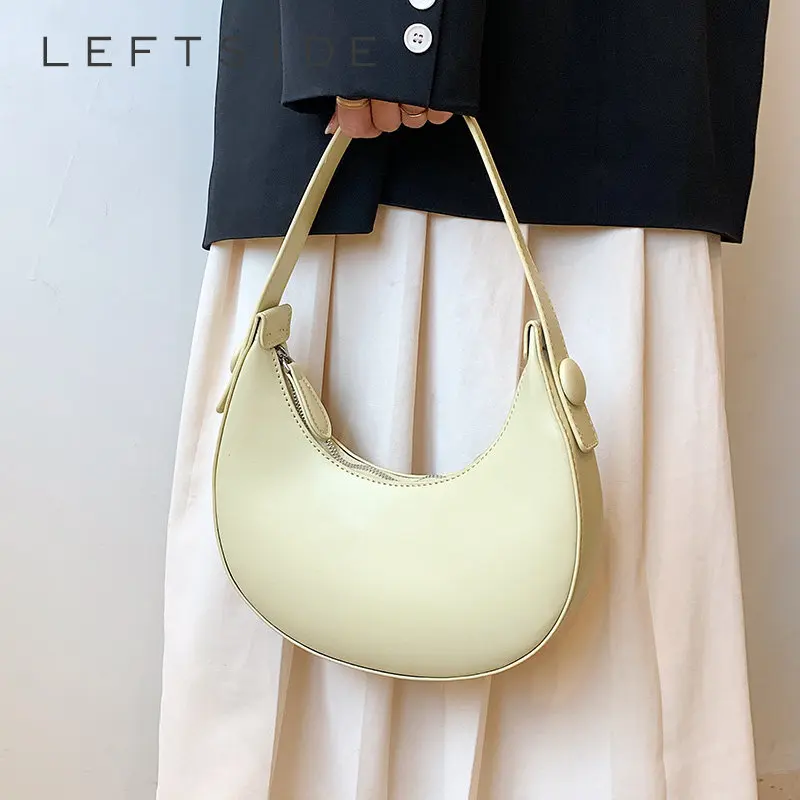 LEFTSIDE Shoulder Bag for Women Solid Color Small PU Leather 2025