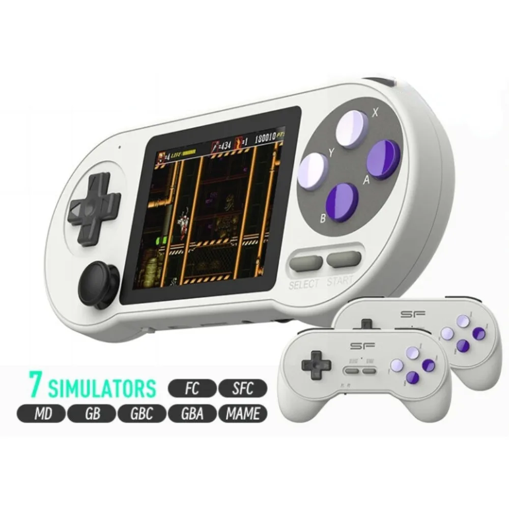 

Портативная портативная игровая консоль SF2000, 3 дюйма, игровые ретро-консоли IPS, встроенные 6000 игр, ретро видеоигры для детей
