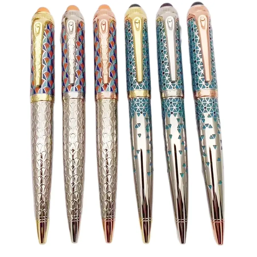 CT Ballpoint Pen Luxury Cyan Triangle and Scale Off Pattern Writing Smooth Classic Office School Stationery