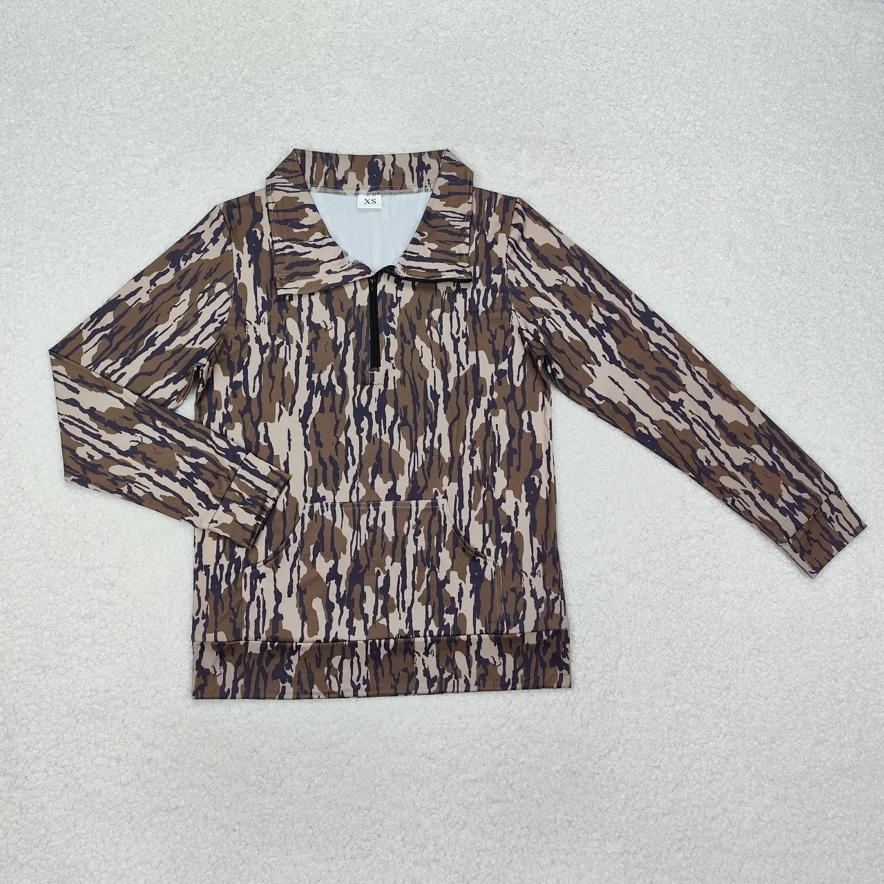 Wholesale Long Sleeves Adult Woman Zipper Shirt Camo Tee Pocket Pullover Women Girl T-shirt Clothing 2