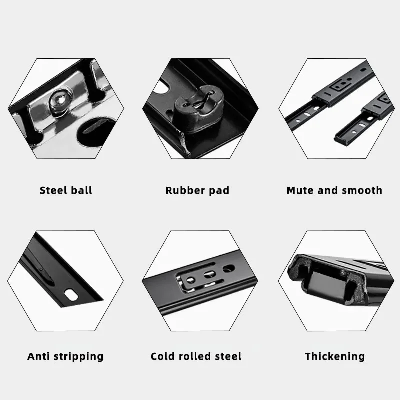 Drawer Rail 8~20Inch Cold Rolled Steel Drawer Slides Two-Section Cabinet Slides Furniture Hardware