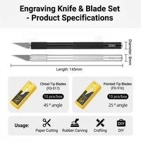 Aluminum Alloy Handle Carving Knife SK5 25° Blade with SK2 25° & 45° 0.5mm Blades for DIY Craft Art Cutting Engraving 2