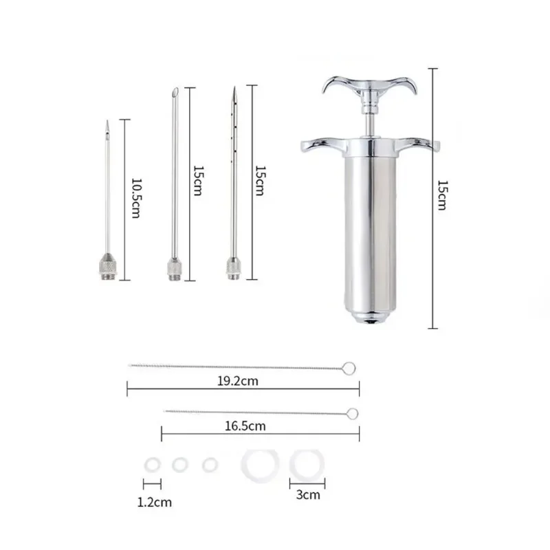 Stainless Steel Spice Syringe Set Meat Flavor Injector Kitchen Accessories