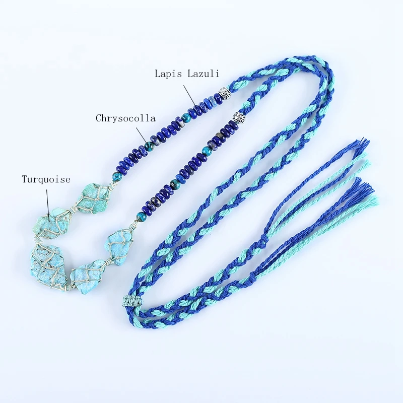 Natural Stone Turquoise Lapis Lazuli Necklace Accessories Beads For DIY Jewelry Making 31x22x6mm 6mm 28inch 32.8g