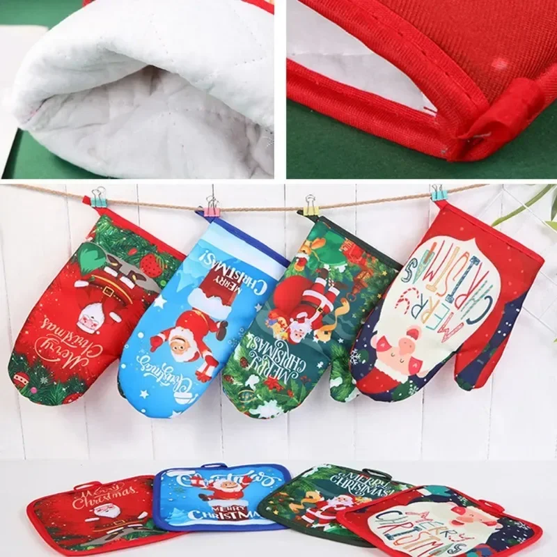 Kitchen Gloves Insulation Merry Christmas Pad Cooking Microwave Baking BBQ Oven Pot Holders