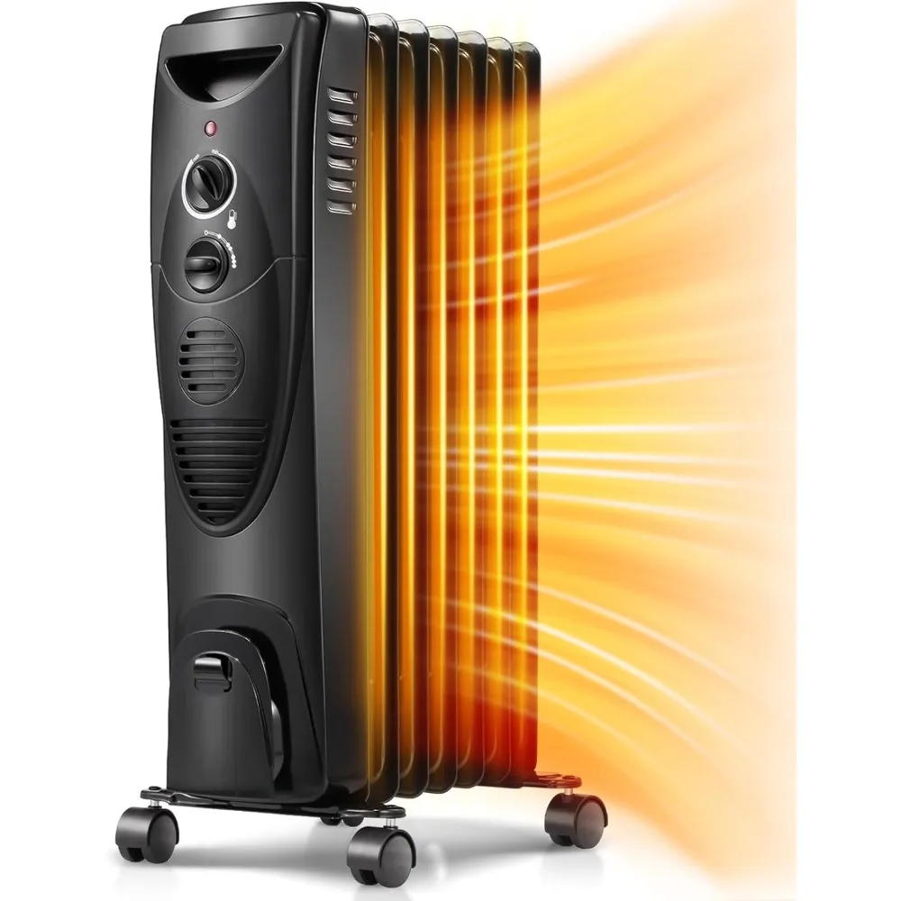 

Portable Electric Radiator Heater, Oil Filled with 3 Heat Settings, Adjustable Thermostat, 1500W (Black)