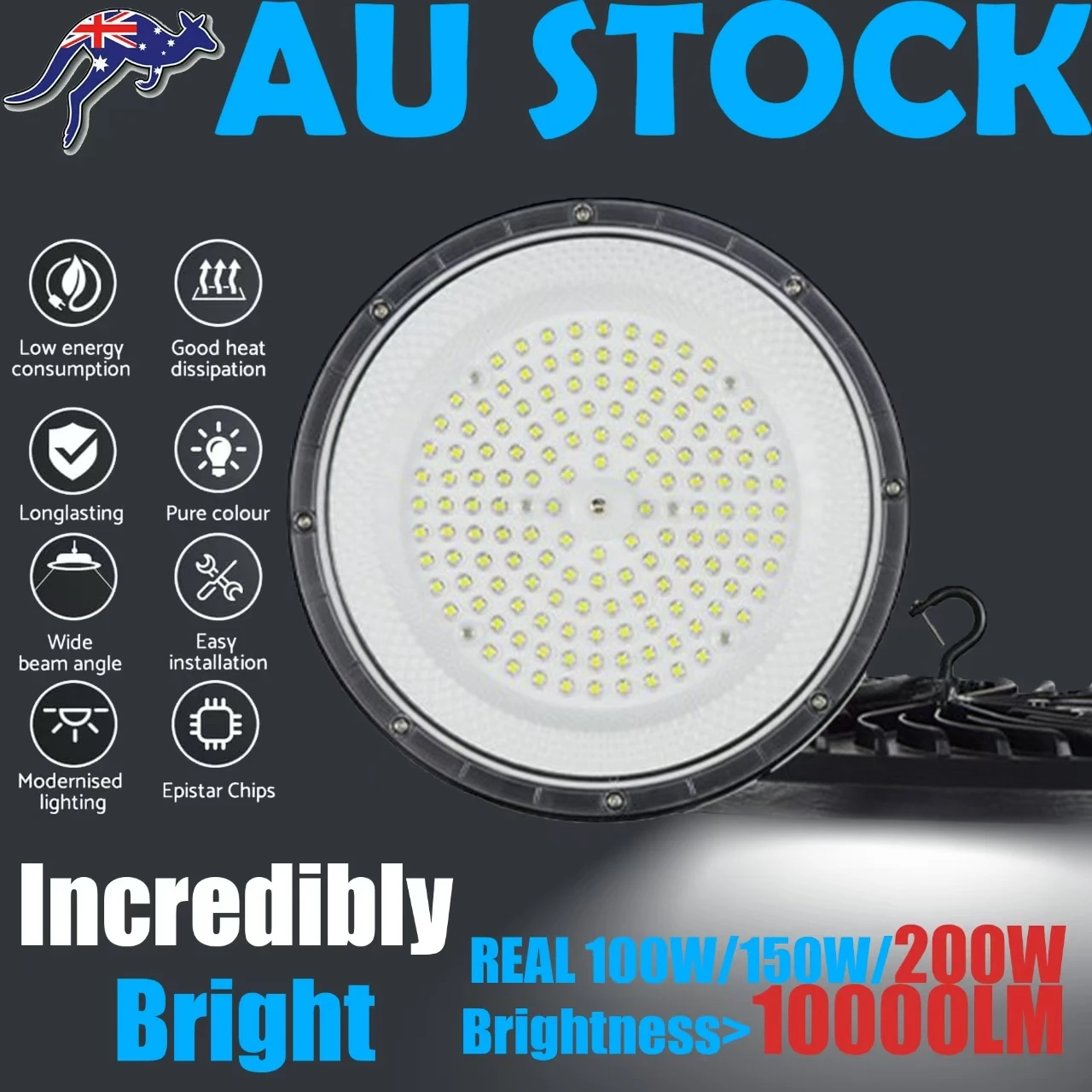 150W High Bay Light - Powerful LED Industrial Lighting for Warehouse, Factory & Workshop. Energy-saving, Long Lifespan & Wide Be