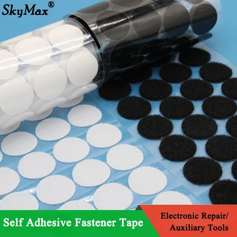 Self Adhesive Tape Self Adhesive Fastener Tape Dots 10/15/20/25/30mm Sticker Dots Adhesive Tape Round Hook Loop Boob Strong Glue White Black