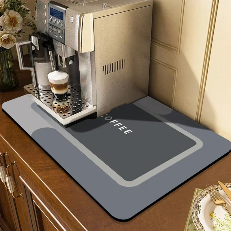Dvkptbk Tapis de Comptoir en Diatomite Absorbant l'Eau, Tapis de Séchage pour les Mains, Isolation Thermique, Tapis de Cuisine Anti-Abrasif