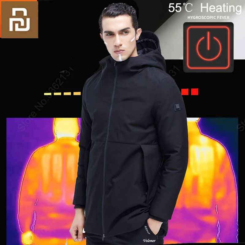 Xiaomi Chaqueta calefactora abrigo de de ganso con calefacción eléctrica Infrarroja por USB, Parka con capucha, abrigo térmico para parejas de invierno|Control remoto inteligente| AliExpress