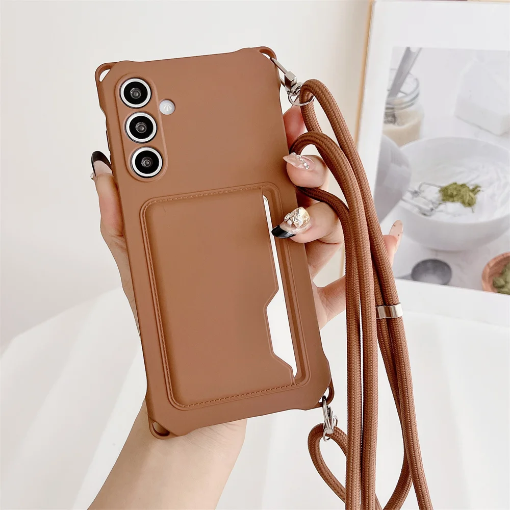 Versatile Crossbody Necklace Lanyard Phone Case with Card Slot Holder and Soft Cover