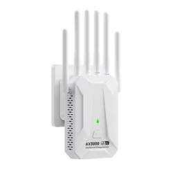High - Speed Dual Band WiFi 6 Repeater & Amplifier with Long - Range Signal Boosting - US Plug (WHITE)