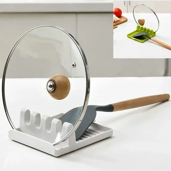 Spatola da cucina Rack Pentola Coperchio Rack Scaffali Controsoffitto Pala Cucchiaio Scaffale Cucchiaio da zuppa Pad Metti Cucchiaio da zuppa Porta bacchette 1
