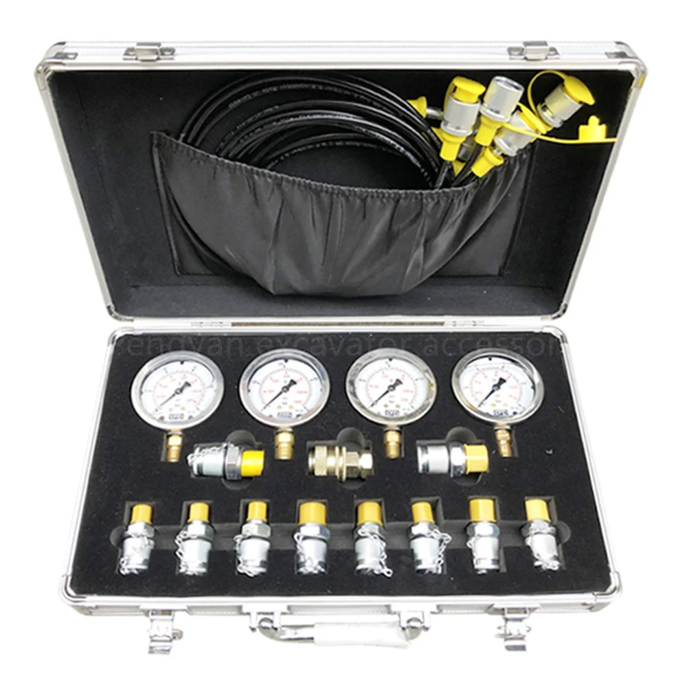 Manometer Parts For Excavator Pressure Gauge Hydraulic Pump Pressure Gauge Oil Test Meter Box Set Repair Tool
