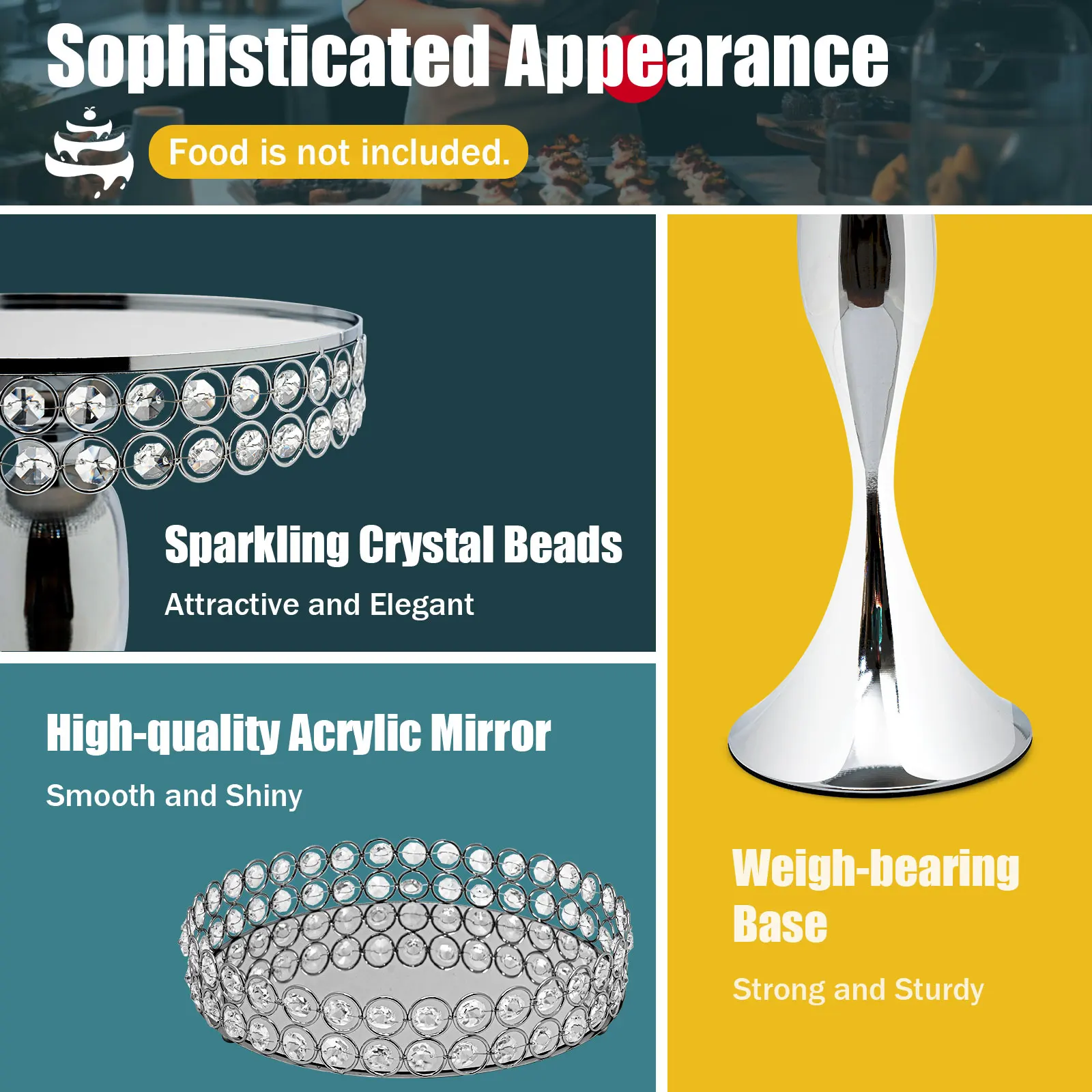 11PCS Sliver Cupcake Metal Cake Stand Table Dessert Stands Set for Birthday Party
