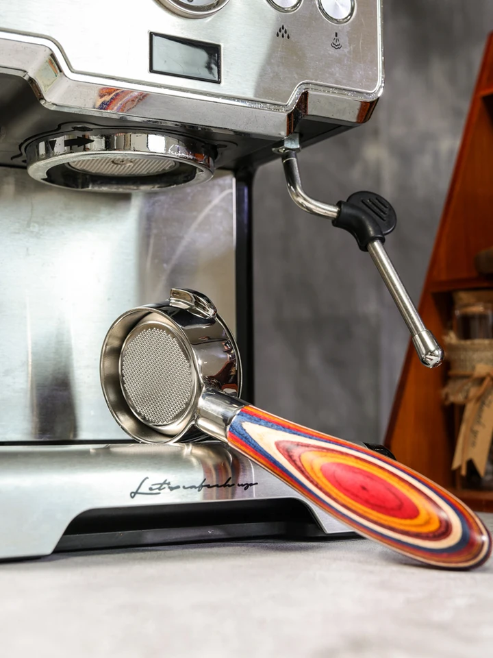 Portafiltro Per Macchina Da Caffè A Doppio Orecchio 58 Mm E61 Fondo Con Manico In Legno Stile C 88058219