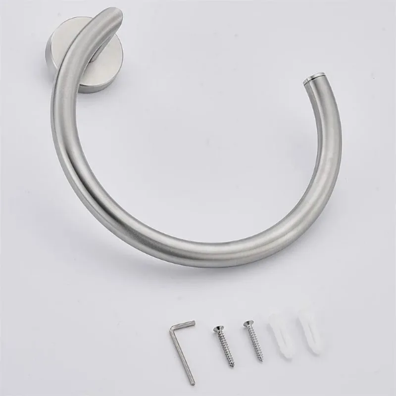 Silver Towel Ring, Semicircular Stainless Steel Towel Ring, Towel Rack, Wall Mounted Towel Ring