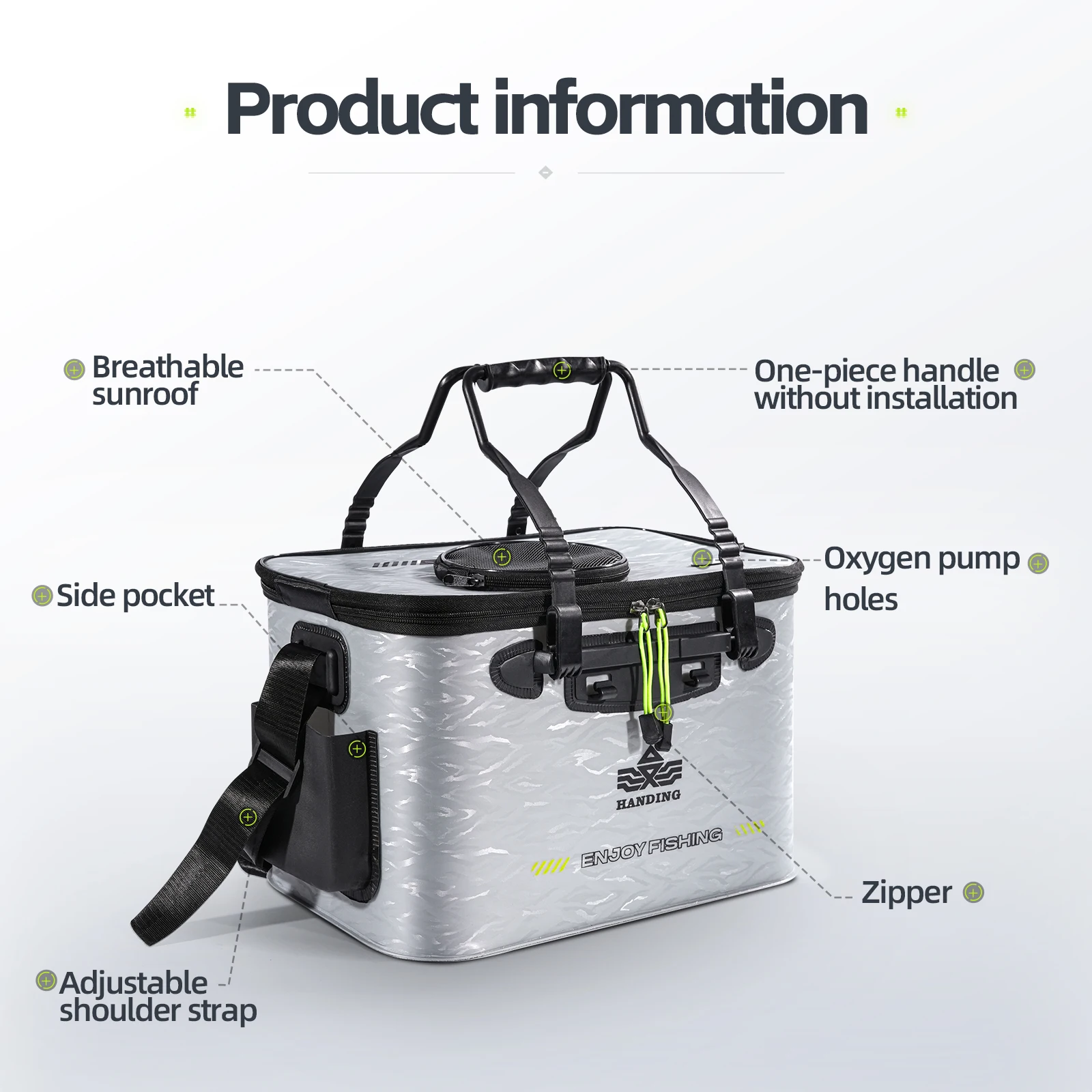 낚싯줄 거치대 버클 스토퍼 키퍼 클립, 베이트 캐스팅 릴 페스카리아 액세서리, 낚시 용품 태클, 5 개 9 손잡이가 있는 접이식 물고기 양동이, 두꺼운 EVA 대용량 낚시 양동이, EVA 소재, 야외 캠핑용 활어 양동이