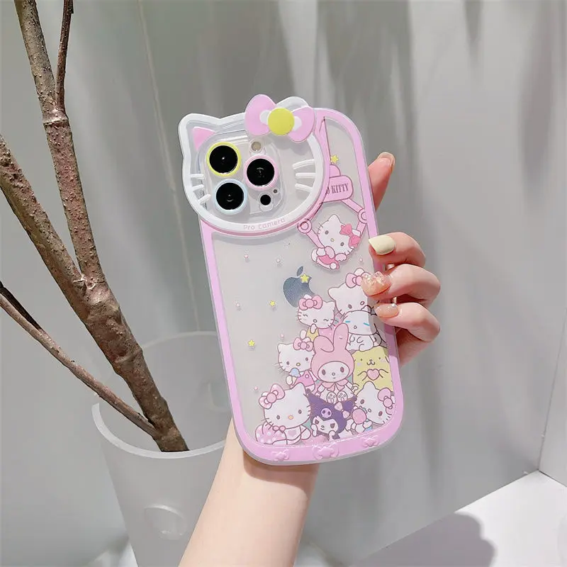 thumbnail image 1 of Sanrio-fundas de Hello Kitty para iPhone, cubierta transparente de dibujos animados de lujo para mujer y niña, 15, 14, 13, 12, 11 Pro Max, XR, XS, 7, 8 Plus, SE, Y2K, 1 of 5