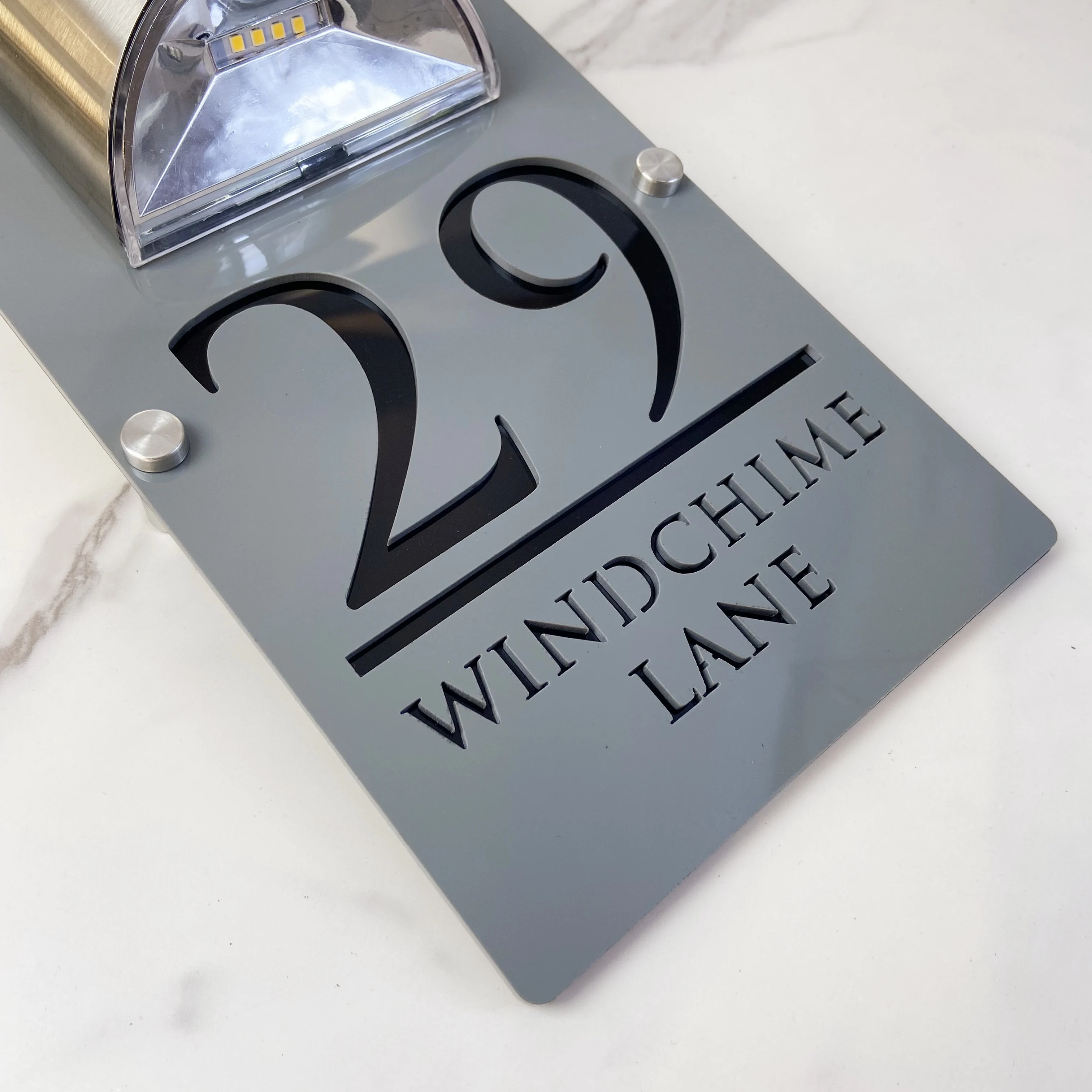 House Number Signs Outdoor Solar LED House Number Plate Personalized Address Sign