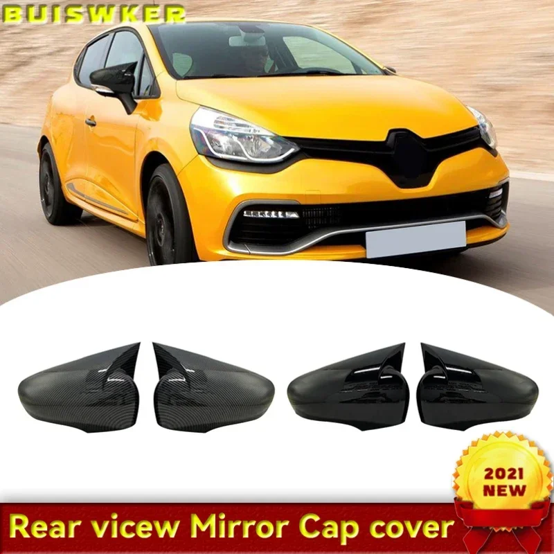 

For Renault Clio MK4 for 4 2 PCs ABS plastic bat wing mirror covers rearview mirror case cover glossy black car accessories