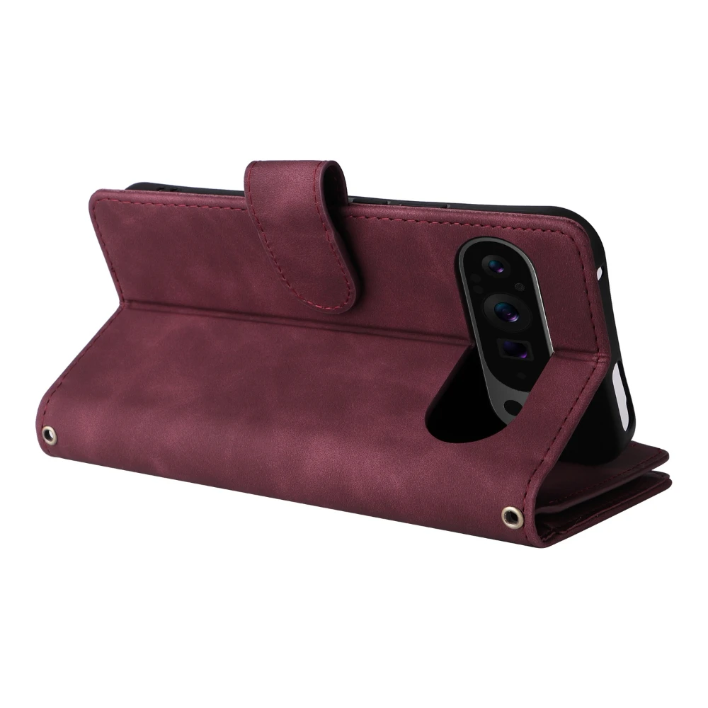 Crossbody Leather Wallet Phone Case with Strap and Stand Feature
