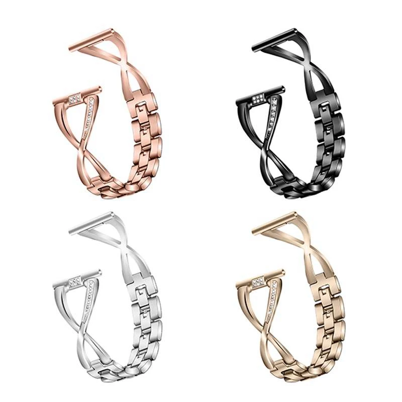 Cinturino Per Orologio Da 20Mm Per Samsung Galaxy Watch Cinturino Attivo In Acciaio Inossidabile Lady Women Bling Diamond Band Strap