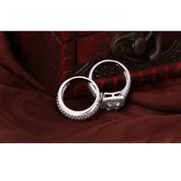 Bague de fiançailles couleur argent Sterling 925, bijoux romantiques à la mode, ensemble de lunette en Zircon cubique, décoration pour femmes et filles, vente en gros 3