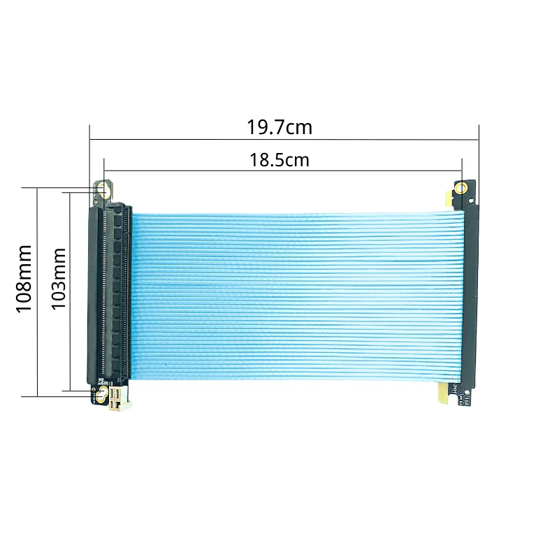 Duplo Reverso Pcie 4.0 Riser Cabo 185 mm Vertical Gpu Montagem Azul para Itx a4 Case Pcie 4.0 16x Protegido Extremo de Alta Velocidade - Imagem 2