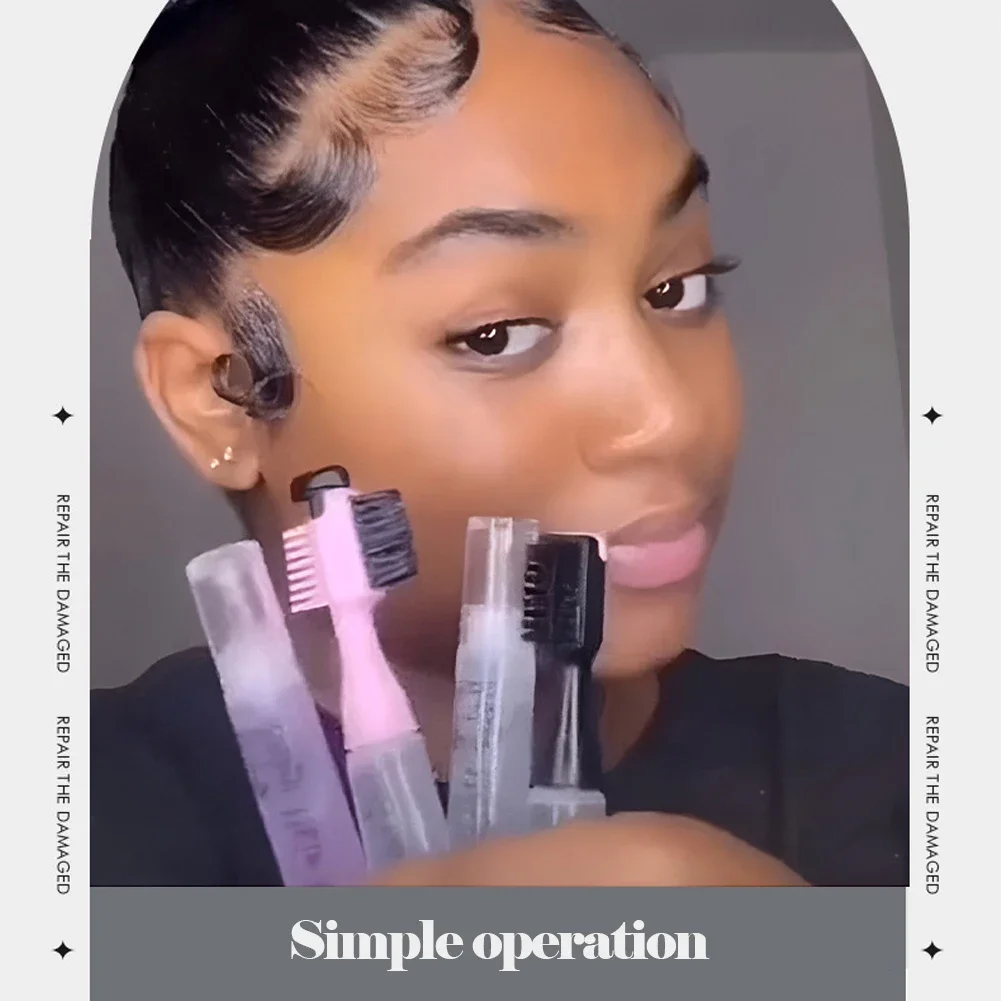 Edge Control Styling Hair Gel With Brush 3In1 Long Lasting Professional Broken Hair Cream Baby Hair Brush Hair Gel With Refill 3