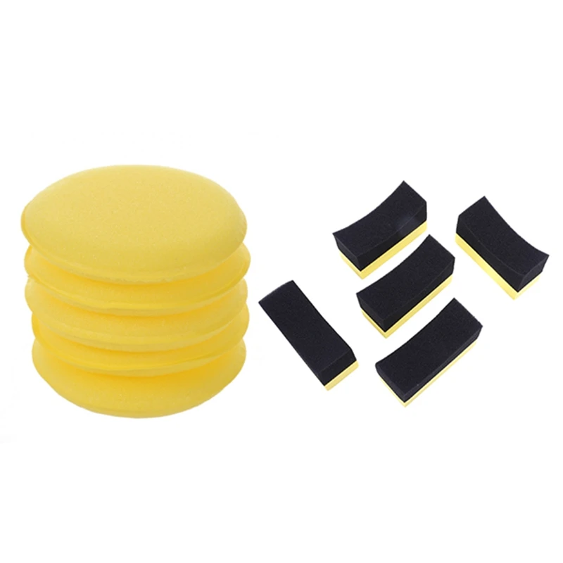 10 Pcs Car Wax Polish Applicator Pad Soft Foam Sponge Pads, 5 Pcs A & 5