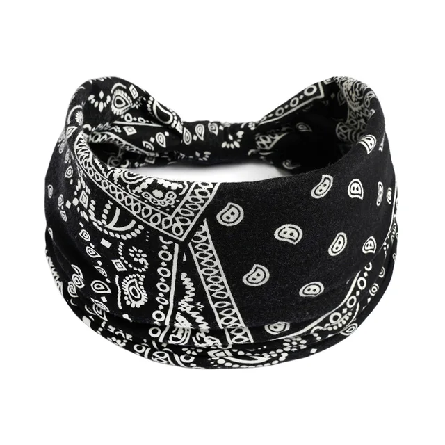 Summer Bohemian Bandanas Elastic Hair Bands Yoga Exercise Cotton Headband Women Headwear Print Vintage Cross Unisex Scrunchies 37