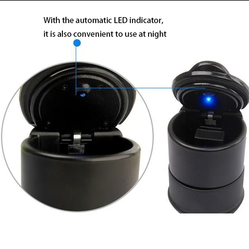 1pcs Portable Car Cigarette Ashtray Cup With LED Light Detachable One Touch Open Vehicle Ashtray Holder Auto Accessories