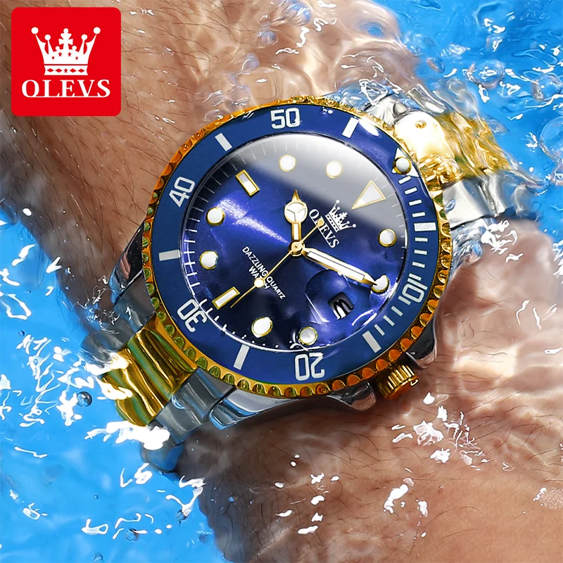 OLEVS Orologio Uomo Automatico – Cielo Stellato Fase Lunare, Quadrante Blu, Acciaio 316L, Luminoso