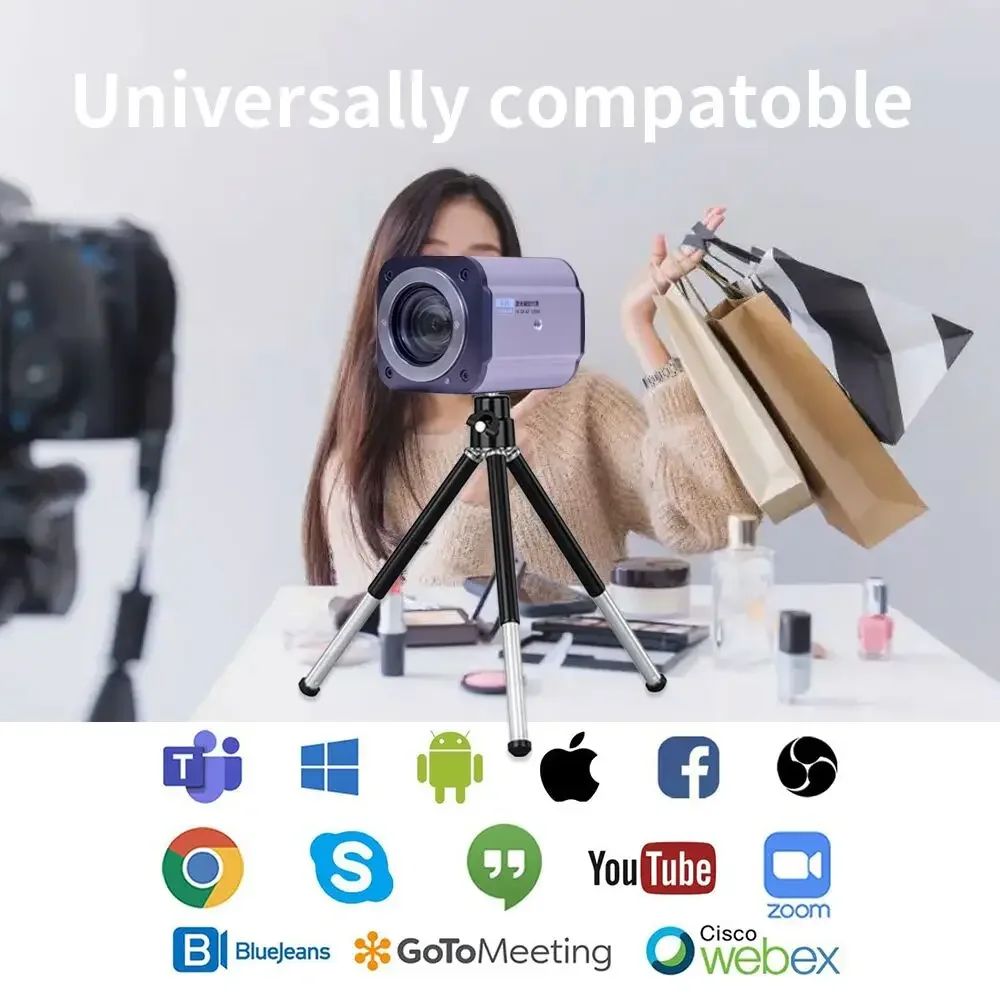 풀 HD 라이브 스트리밍 카메라, USB HDMI 1080P 라이브 방송 디지털 카메라 삼각대, 비디오 클래스 회의 웹캠, 10X 광학 줌