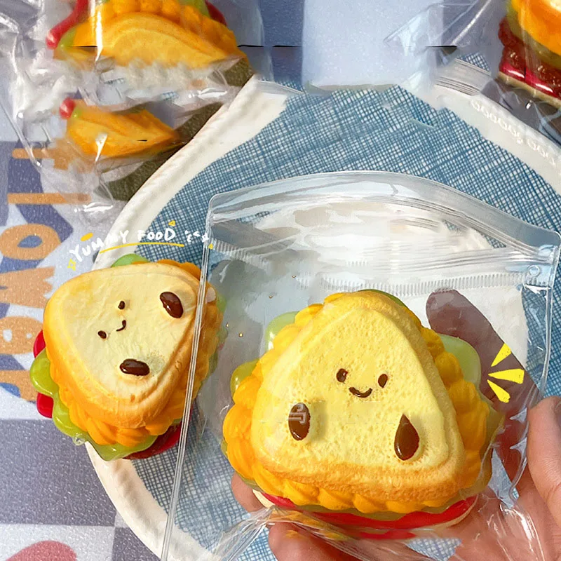 Mochi Taba SquishyNEW Extra Thick Sandwich Baby Toast Pinch Fidget Toy Layered Burger Split Sandwich Toy Antistress Autism Gift 2
