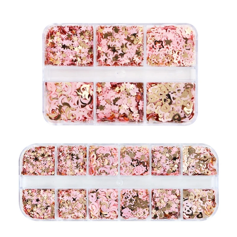 

Розовые блестки для ногтей мини Луна Звезда Сердце Дизайн ногтей блестящие переводки полимерная форма наполнитель для маникюра DIY аксессуары для ногтей