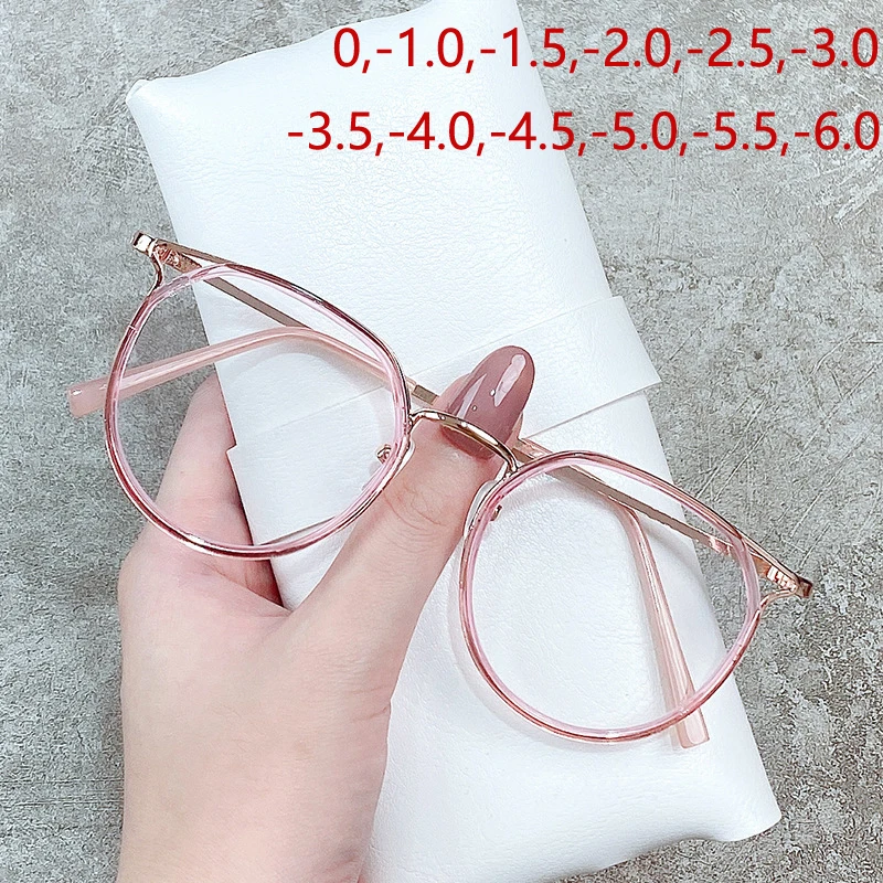 

Transparent Computer Myopia Glasses Women Men Anti Blue Light Blocking Round Frame Eyewear Optical Spectacle Eyeglasses Diopter