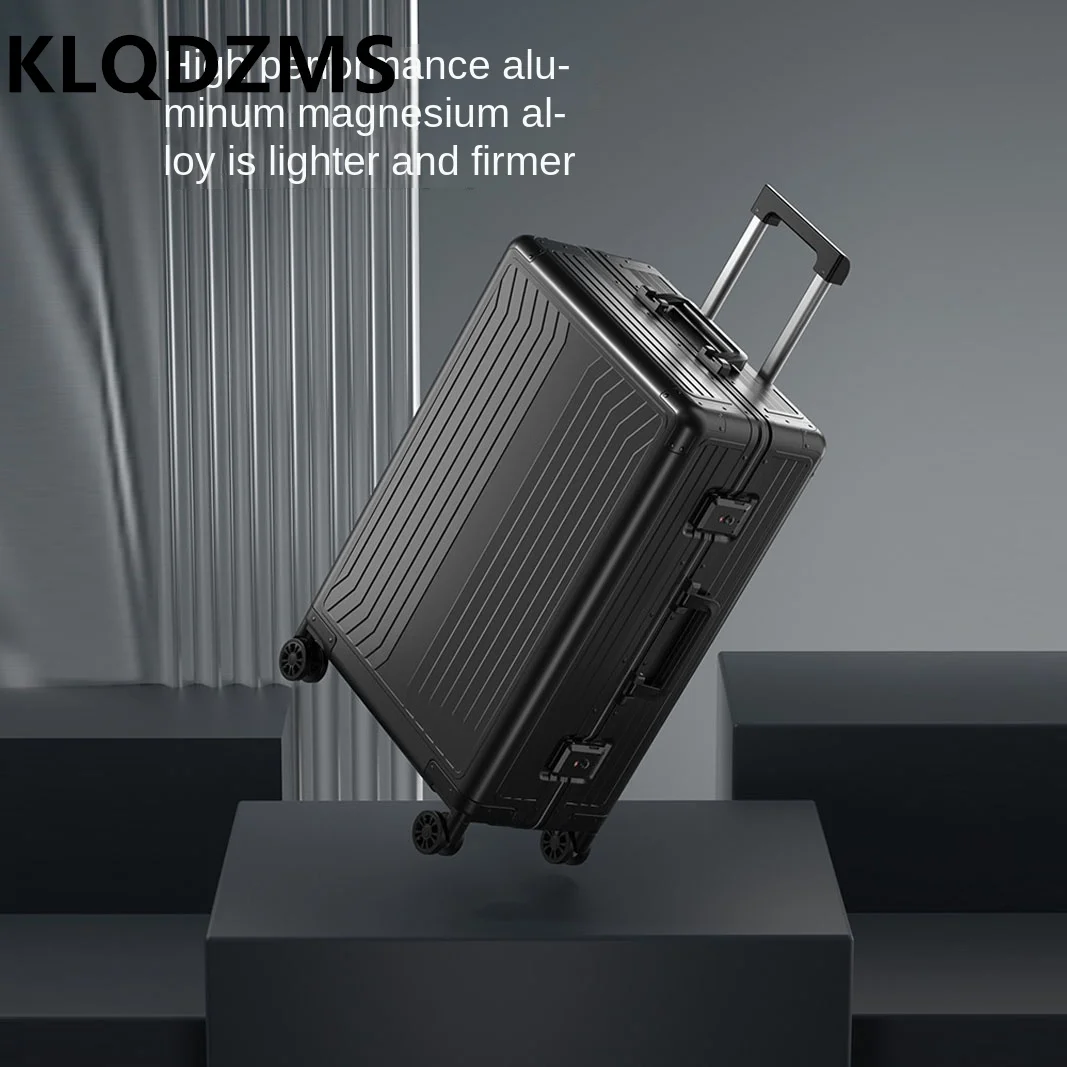 KLQDZMS 비즈니스 여행 가방, 모든 알루미늄 마그네슘 합금 트롤리 백, 20 인치 24 탑승 상자, 남성용 휴대 여행 수하물, 28 인치