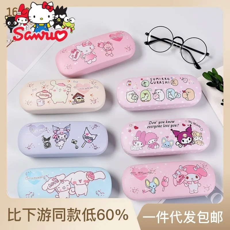 

Sanrio Melody Kuromi Hello Kitty Cinnamoroll Pochacco PU Leather Myopia Glasses Student Portable Astigmatism Glasses Storage Box