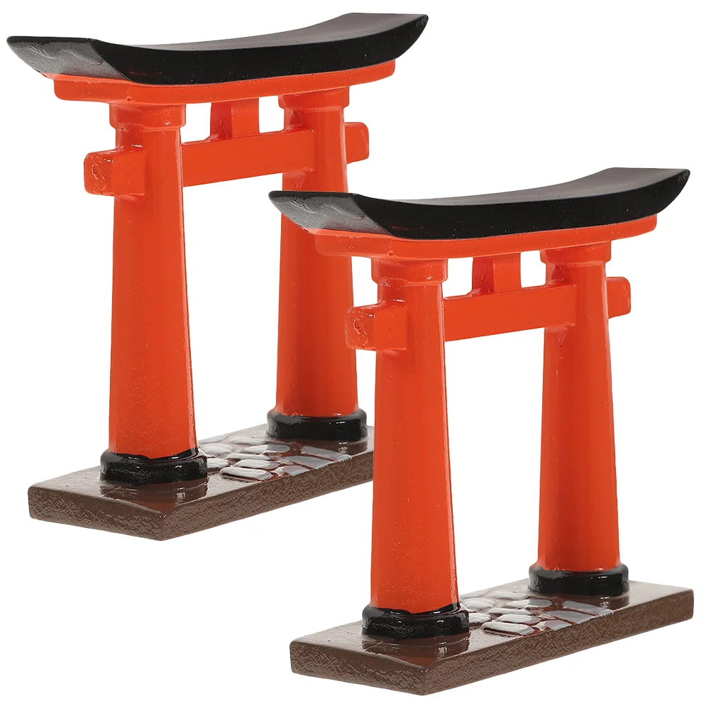 

2 Pcs Decor Japanese Torii Gate Garden Crafts Sand Table Decoration Mini Decorations