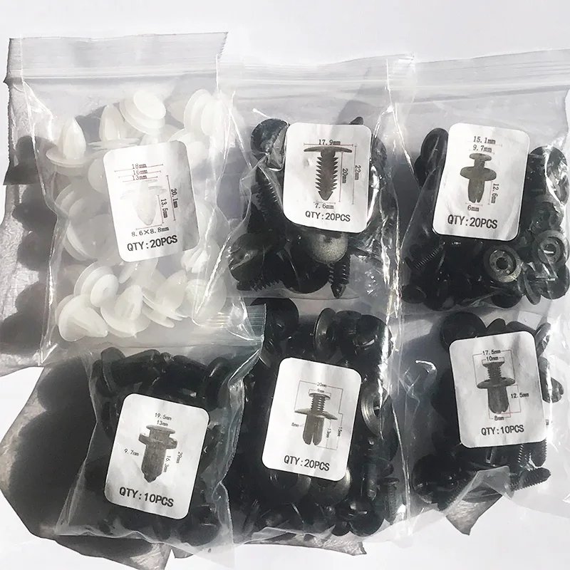 Auto Fastener Car Clip 6 Size Plastic Auto Fasteners Rivets Clips Vehicle Car Bumper Rivet Door Panel Fender Liner  Retaine Clip
