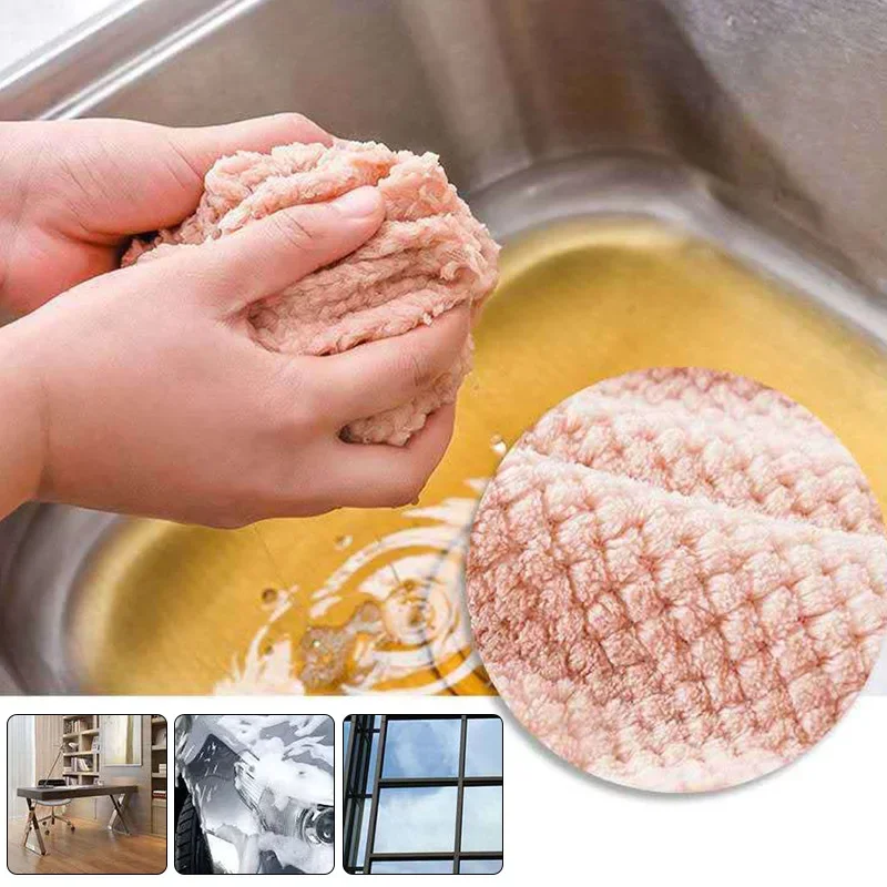 Multi Function Coral Velvet Broom Cover Cloth Floor Mop with Reusable Microfiber Absorbent Mop Household Cleaning Accessories