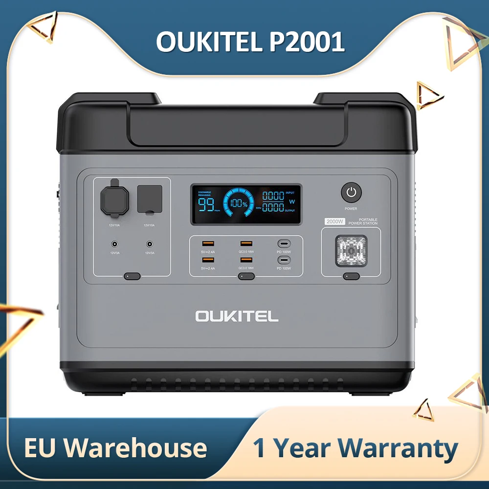Oukitel P2001 Power Station Ultimate 2000Wh Power Station Portatile 2000W Con Ricarica Super Veloce Per Officina Indoor All'Aperto